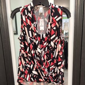 White House Black Market Abstract Sleeveless Blouse